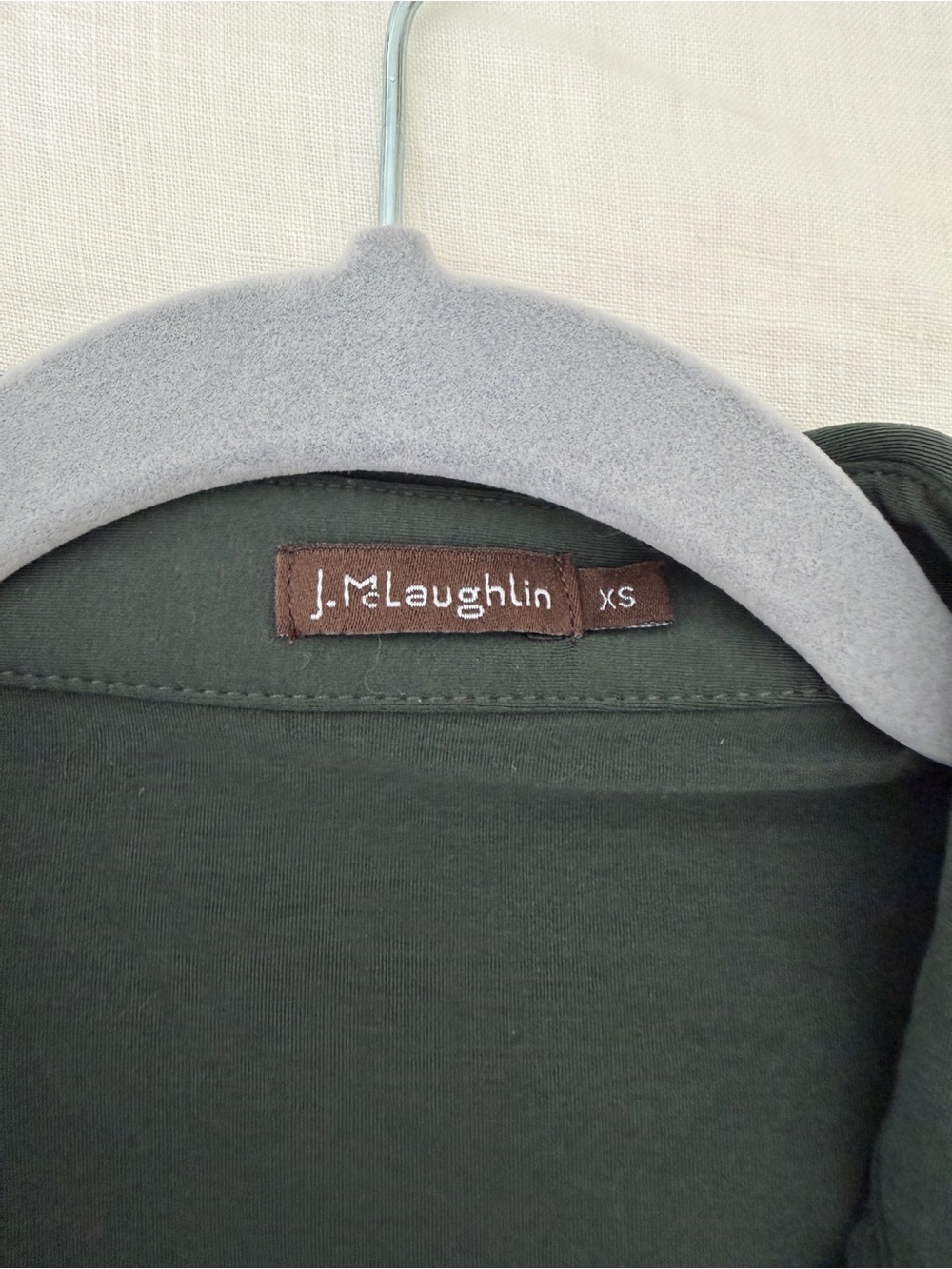 J. McLaughlin Olive Green Button-Front Shirt - Picture 2 of 3